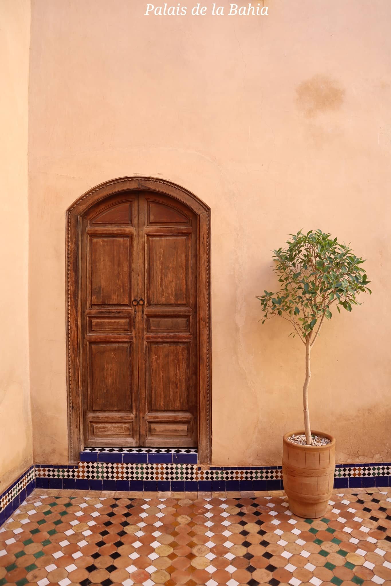 Marrakech - palais de la Bahia - porte en bois - voyage